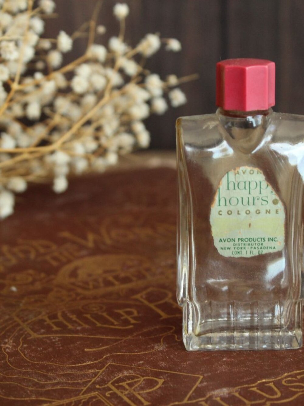 Vintage 1940s Avon Happy Hours Empty Cologne Bottle, 1 oz, Collectible